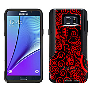 image of Otterbox Commuter Samsung Galaxy Note 5 Case - Paisley Circles Red On Black Otterbox Case