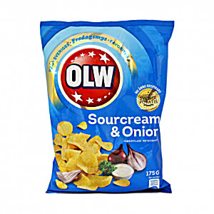 Finräfflade potatischips med gräddfil och lök - OLW - 175 g</span> (7340005403547)