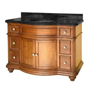 image of Pegasus 48 In. Bath Vanity With Galaxy Granite Top And Backsplash In Black