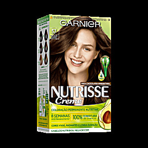 image of Tintura Garnier Nutrisse Kit Creme Cor 57 Chocolate Castanho Claro Dourado Acaju