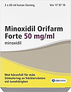 image of Minoxidil Orifarm Forte, Kutan Lsning 50 MG / ML 3 X 60 ML