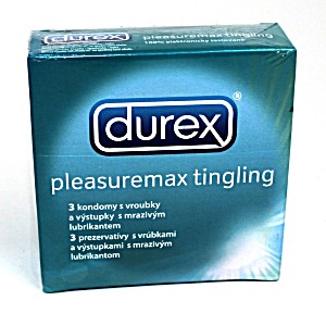 image of Durex Pleasuremax Tingling 3 Ribbed & Dotted Condoms With Tigling Lube -3 Condoms