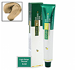 image of Streax Professional Argan Secret Hair Colourant Cream- Light Beige Blonde 8.32 - 60 GMS