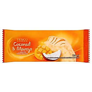 image of Tesco Coconut & Mango In White Chocolate Ice Cream 120 ML