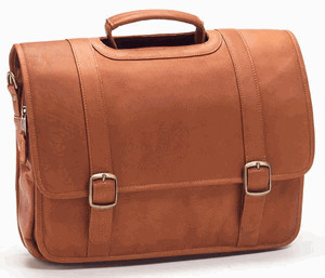 image of Clava Leather Porthole Flap Briefcase Tan