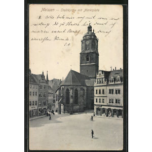 image of Ak Mei�en,Stadtkirche Mit Marktplatz 1911