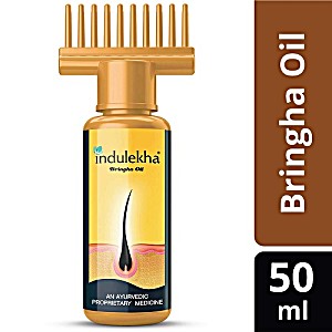 image of Indulekha Bringha Oil - Reduce Hair Fall & Grow New Hair, 100% Ayurvedic, No Parabens & Sulphates, 50 ML