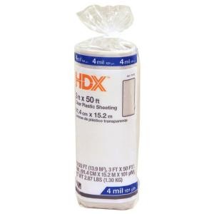 image of HDX 3 FT. X 50 FT. Clear 4 Mil Plastic Sheeting