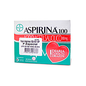 image of Aspirina 100MG 140 Tabs 4 Estuches