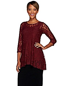 image of Attitudes Renee Lace Tunic Jersey Knit Tank Set A267639