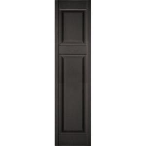 image of Ekena Millwork 12 In. X 31 In. Lifetime Vinyl Custom Offset Raised Panel Shutters Pair Musket Brown