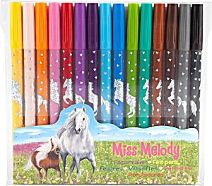 image of Miss Melody Fasermaler 15 Farben Filsstifte, 15 St