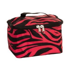image of Cute Cosmetic Makeup Bag Case Zebra Print Hot Pink Black Small