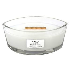 image of Woodwick Campfire Marshmallow Hearthwick Candle, White