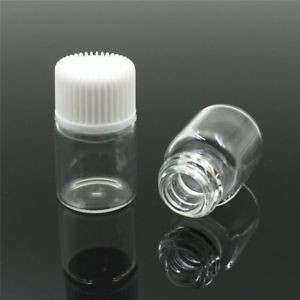 image of 24PCS 5 / 8 Dram 2 ML Small Transparent Mini Glass Essential Oil Bottle With and