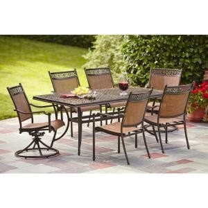 image of Hampton Bay Niles Park 7-piece Sling Patio Dining Set