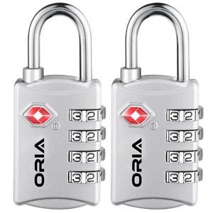 image of Oria Combination Padlock 2 Pack Luggage Locks 4-digit Tsa Approved Lock - Silver