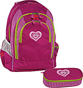 image of Take It Easy Schulrucksack-set 2-TLG Berlin Pink Heart Neu 26 Liter
