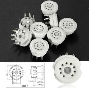 image of 8X 9 Polige Keramik Lampenfassung Steckdose Schukosteckdose 12ax7 12au7 Ecc83