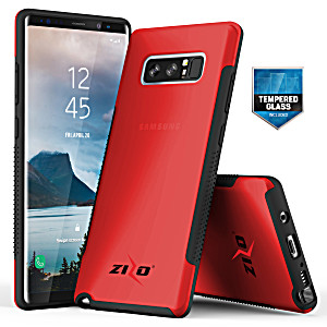 image of Zizo Flux 3.0 Series Compatible With Samsung Galaxy Note 8 Case Frosted Rubber Back With Tempered Glass Screen Protector