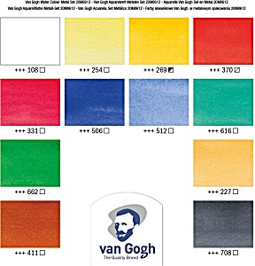 image of Aquarela Em Pastilha Van Gogh Estojo Met\xe1lico C\ / 12 Cores 20838612 - Talens