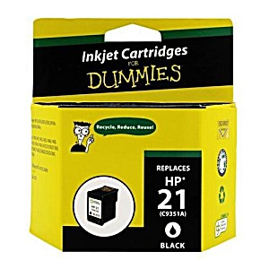 image of Ink For Dummies, C9351an, Green Project Ink Cartridge Replacement, HP 21, Black