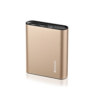 image of Verbatim Portable 10400mah Power Bank High Speed Charge Dual 2.5a Output Gold