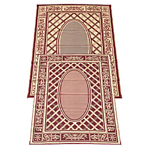 image of Fireside Patio Mats Country Cabin Coral and Beige 9 FT. X 12 FT. Polypropylene Indoor-outdoor Reversible Patio-rv Mat