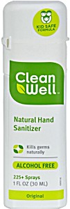 Cleanwell all-Natural hand sanitizer spray alcohol-free - 1floz - case of 24 (893481001136)