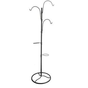 image of Hampton Bay 64.5 In. H Black Steel Tree Planter Stand Hanging Holder Outdoor