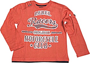 image of Wild Mango Toddler Boys Long Sleeve Cotton Fashion T-shirt Tee Shirt Top, 32058 Orange Rock Legend / 2T
