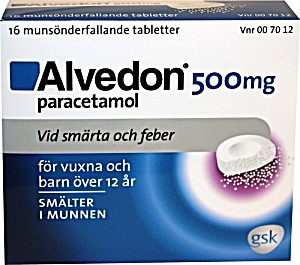 image of Alvedon, Munsnderfallande Tablett 500 MG 16 St