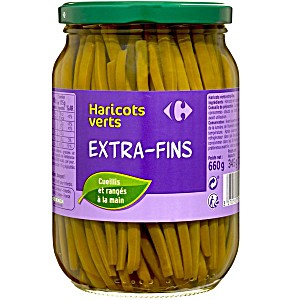 image of Haricots Verts Extra fins Carrefour 660 G (345 G Net goutt)