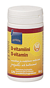 image of Rainbow D-vitamiini 50 G, 120 Purutablettia