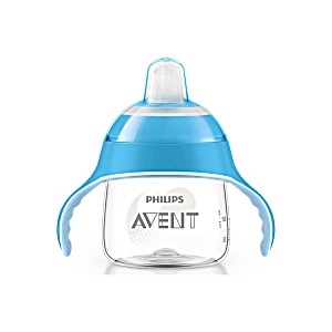 image of Philips Avent Flasche Trinkbecher pinguin, Sip No Drip 200ML, Ab 6 Monate, Blau