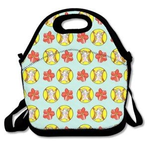 image of Dabbing Unicorn Softball Flower Waterproof Lunch Tote Bag Insulated Reusable Picnic Lunch Boxes For Men Women Kids