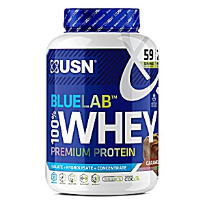 image of Usn Blue Lab Whey Powder Caramel Chocolate Flavour - 2KG