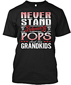 image of Pops and His Grandkids Front Print Hanes Tagless Tee T-shirt