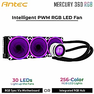 image of Antec Mercury 360 RGB Liquid Cpu Cooler, Large Pump, Efficient PWM Radiator Fan, Graphite Bearings, Lga 2066, 2011, Am4, FMX, 5 Yrs Warranty