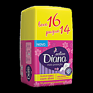 image of Absorvente Active Diana Mais Proteo Suave, Com Abas, Leve 16 Pague 14