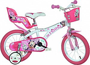 image of Kinderfahrrad Dino Disney Minnie Mouse 16 Zoll 27 CM Mdchen Felgenbremse Wei / Rosa